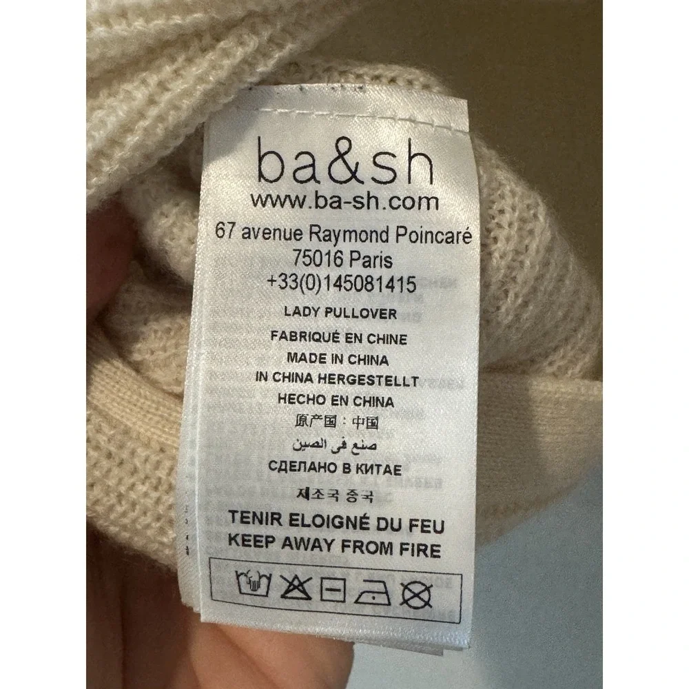Ba&sh‎ Paris Cream Twist Front Lady Pullover Sweater Sz 1 Small Cozy Chic Boho